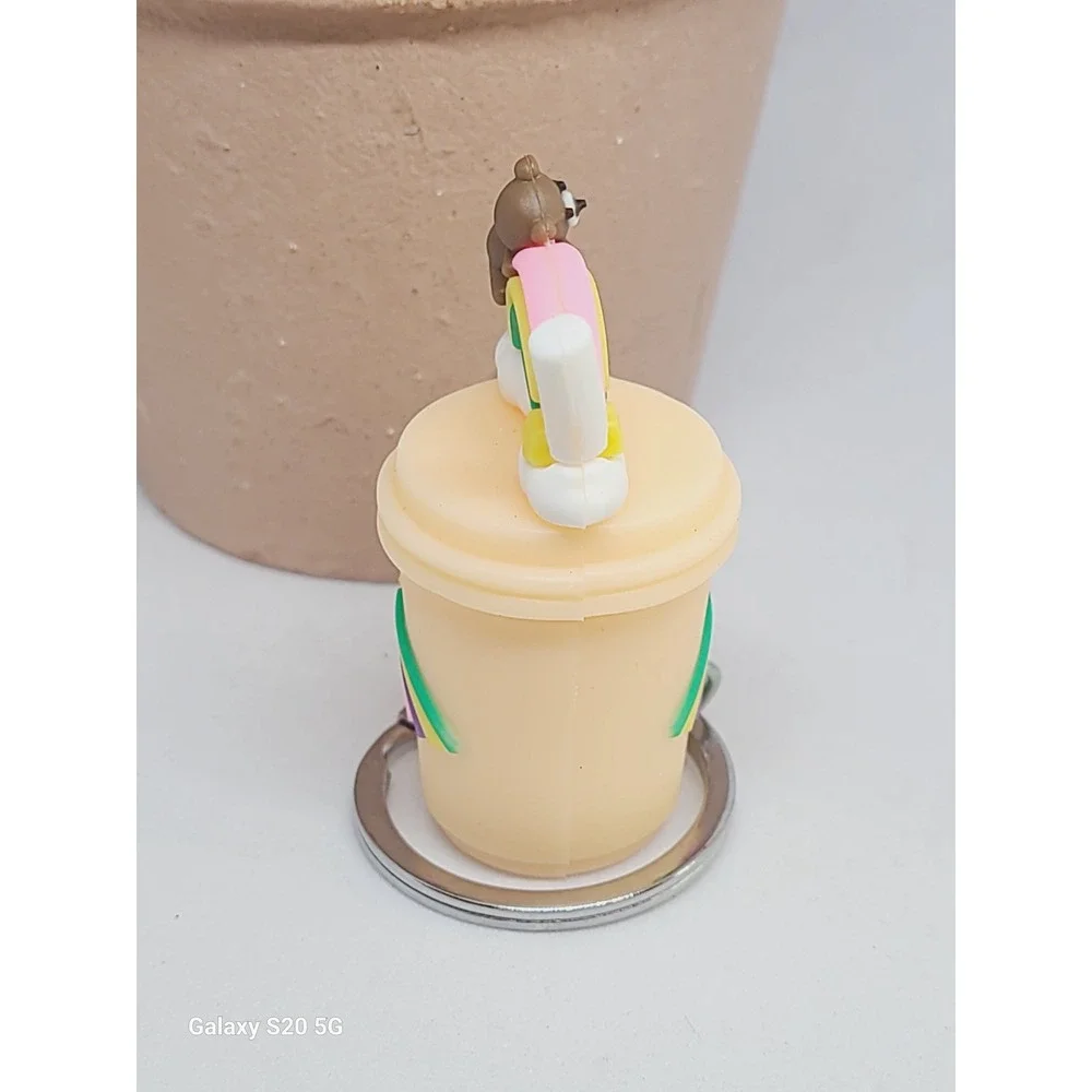 Cute Boba Drink Keychain Rainbow Bear‎ Charm Cup Bag Accessory NEW 2.0 Inches